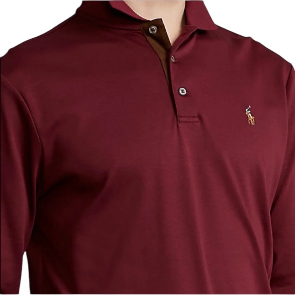 Polo Ralph Lauren Classic Fit Long Sleeve Cotton Polo Burgundy Wine Red Size XXL